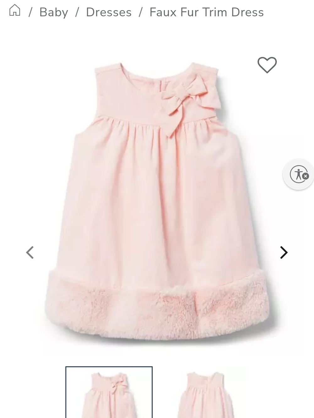 Janie and Jack Pink Dress with Bow Detail And Faux Fur Trim